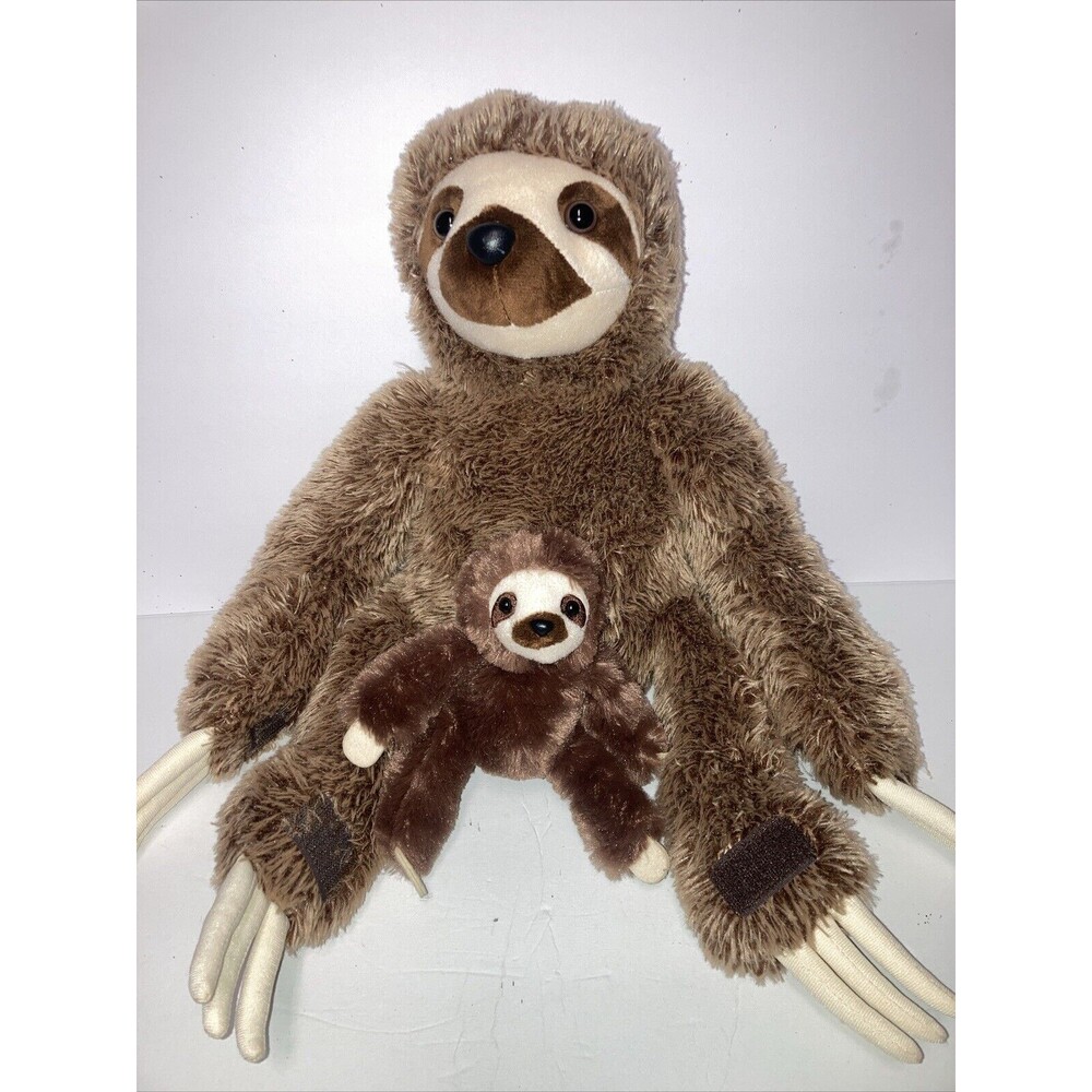 Aurora Destination Nation Sloth Plush Mother & Baby Soft Clinging Hands
